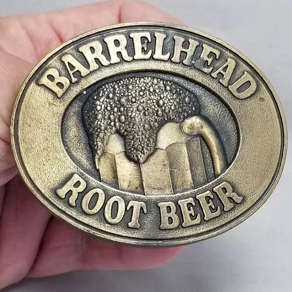 1976 Barrelhead Root‎ Beer Solid Brass Belt Buckle Novelty Adult Collectible
